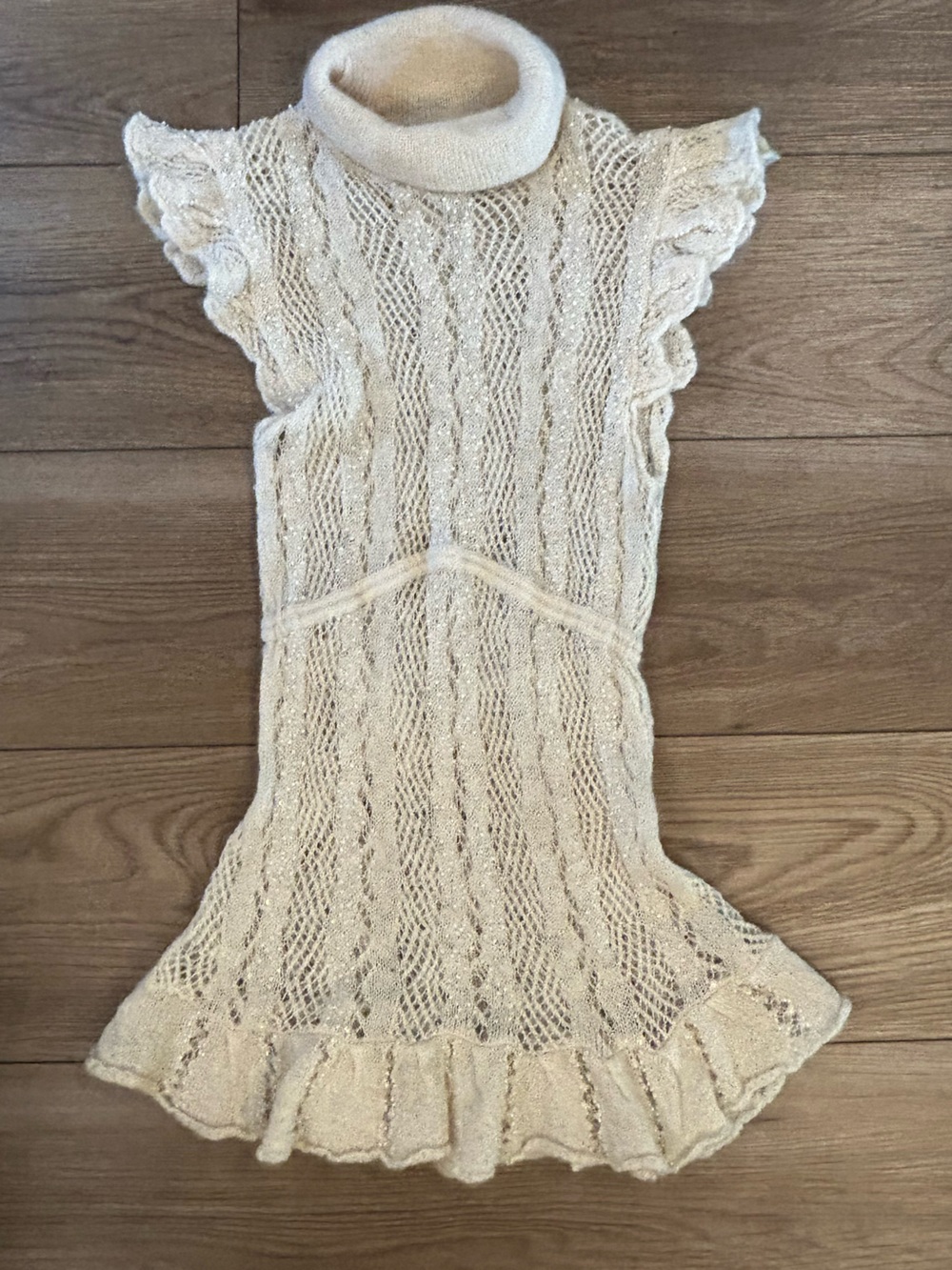 Arden B. Juniors Ivory Mohair Blend Knit Mini Dress Ruffle Hem L